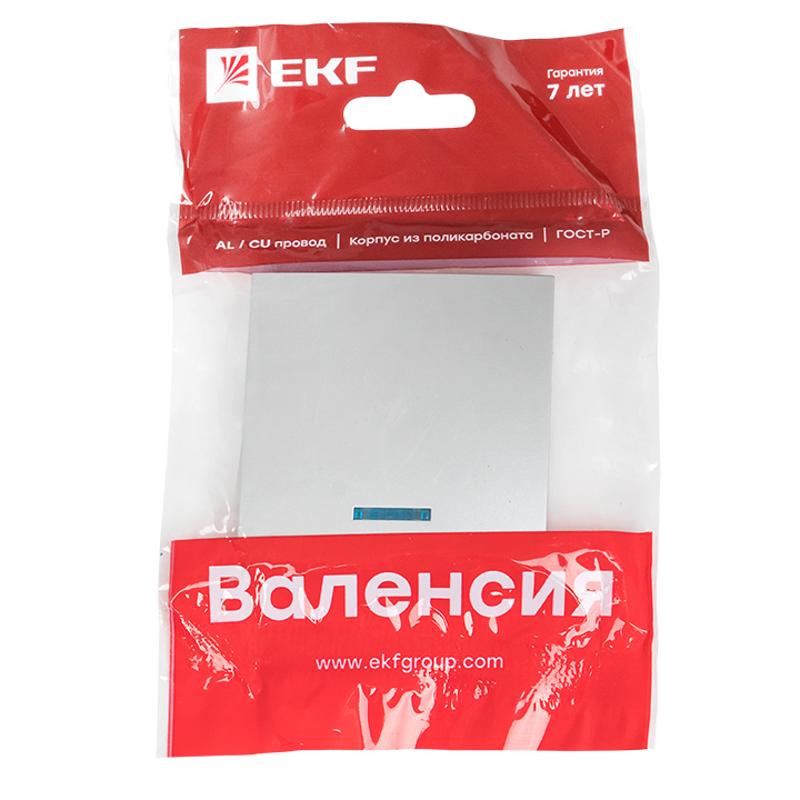 Валенсия лицевая панель выключателя 1-кл. с индикатором 10А сталь EKF PROxima |  ESV10-L-121-30 |  EKF — миниатюра 3