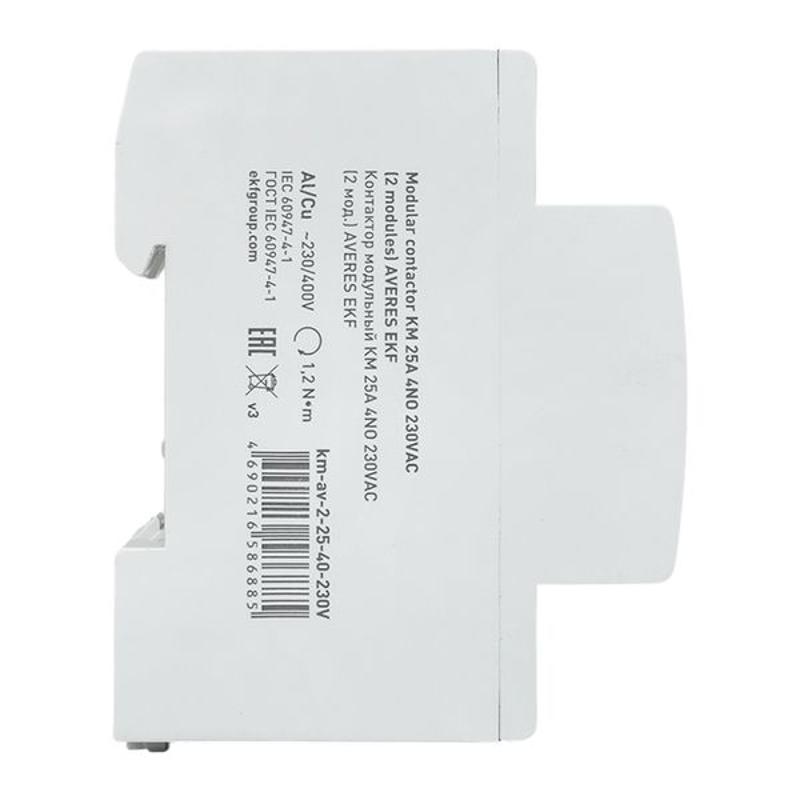 Контактор модульный КМ 25А 4NO 230VAC (2 мод.) AVERES | km-av-2-25-40-230V | EKF — миниатюра 4