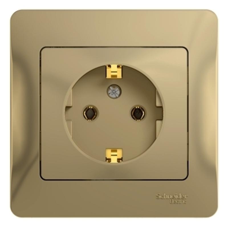 Glossa Титан Розетка с заземлением (в сборе с рамкой) | GSL000442 | SE — Systeme Electric