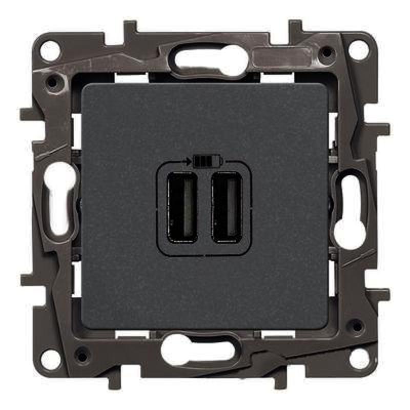 Etika Антрацит Розетка USB 2-ая 240В/5В 2400мА — миниатюра 2