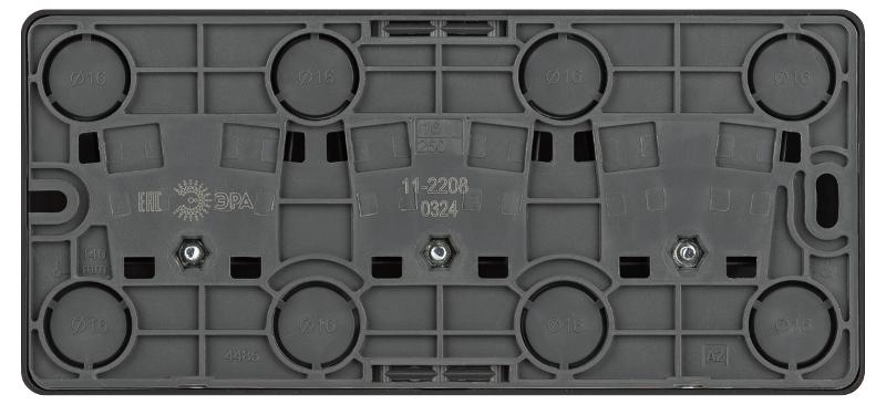 Розетка ЭРА Эксперт 11-2208-05 тройная с заземлением 3х2P+E Schuko, IP20, 16A-250В, ОУ, Антрацит | Б0063007 | ЭРА — миниатюра 4