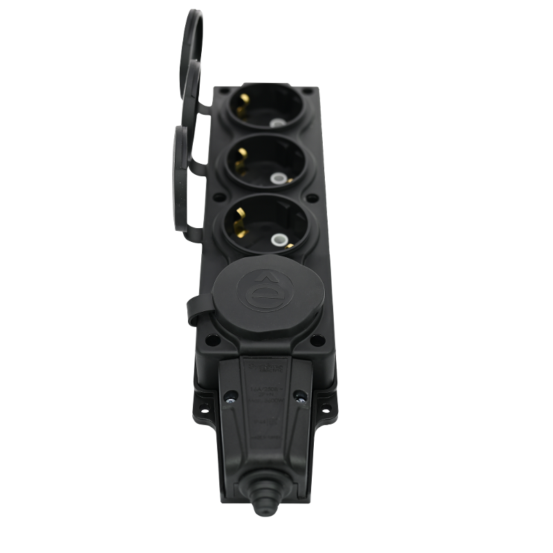 Колодка 4 гнезда 2К+З каучуковая 16А/250В IP44 Чёрная MultiSet | MST4104BK | SE — миниатюра 7