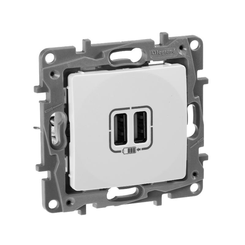 Etika Белый Розетка USB 2-ая 240В/5В 2400мА | 672294 | Legrand — Legrand