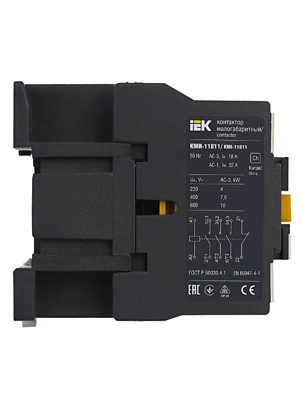 Контактор КМИ-11811 18А  230В/АС3 1НЗ  | KKM11-018-230-01 | IEK — миниатюра 8