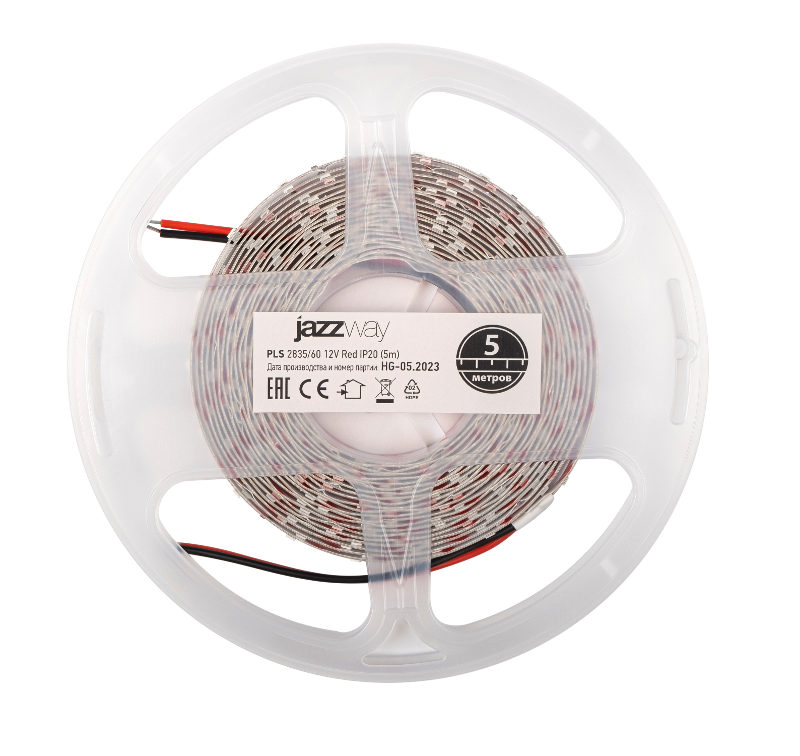 Лента светодиодная LED PLS 2835/60 6Вт 12В красный IP20 5м | 5000315 | Jazzway — Jazzway