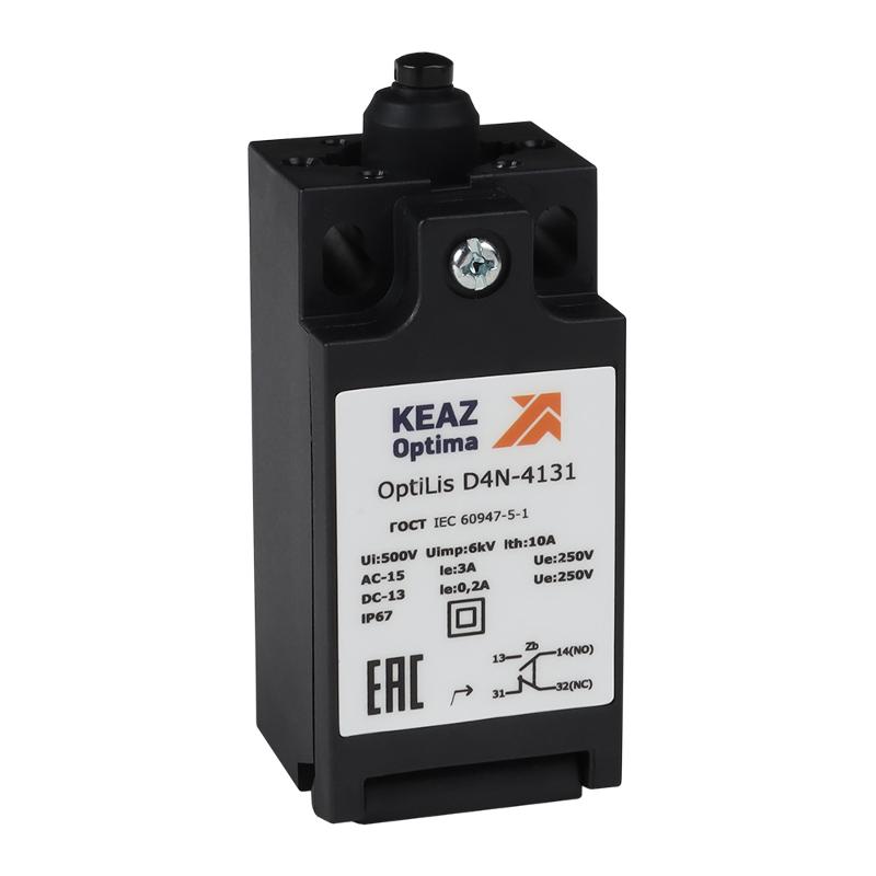 Выключатель концевой OptiLiS D4N-8132 толкатель роликовый пластиковый EN 50047 XCKT2100P16 | 365315 | КЭАЗ — КЭАЗ (Курский электроаппаратный завод)