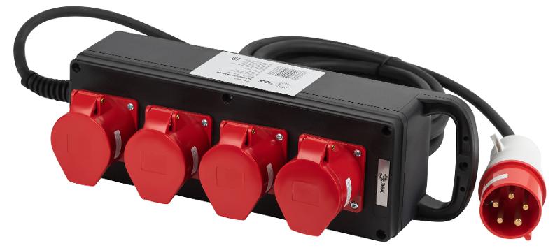 Удлинитель силовой IND380-U-4e-5x4-5m-IP44 на 380В на каучуковой колодке 4 розетки 4xCEE 5P 5м КГ 5х2,5 32A IP44 | Б0057318 | ЭРА — миниатюра 2