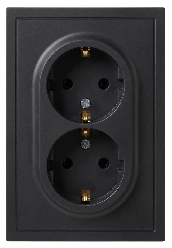 Розетка Galaxy 15-2105-05 с заземлением двойная 2X2P+E Schuko со шторками IP20 16А-250В антрацит | Б0070705 | ЭРА — ЭРА (Энергия света)