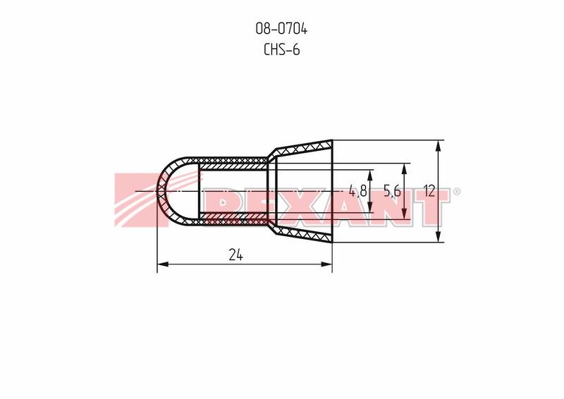 Концевая изолированная заглушка КИЗ-6, ø 4,8 мм (3,0-8,0 мм²) | 08-0704 | REXANT — миниатюра 2