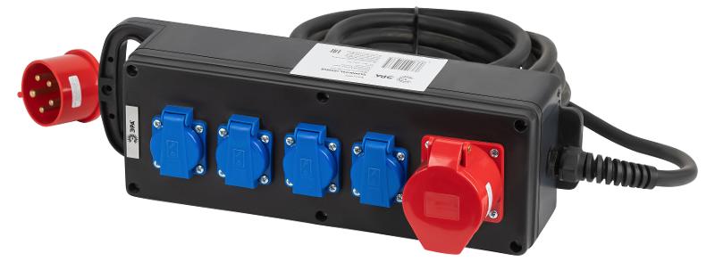 Удлинитель силовой IND380-U-5e-5x2,5-5m-IP44 380В на каучуковой колодке 5 розеток 1xCEE 5P/4xSCHUKO 5м КГ 5х2,5 | Б0057315 | ЭРА — миниатюра 2