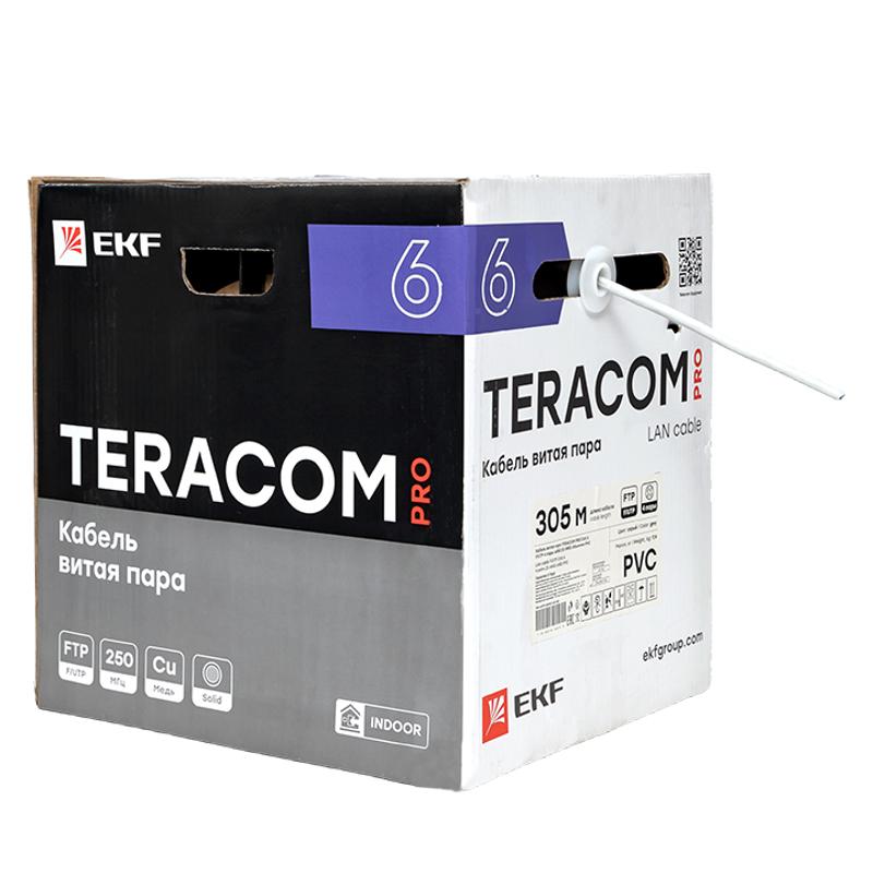 Кабель витая пара TERACOM PRO CAT.6 F/UTP 4 пары solid 23AWG цвет серый упак. 305м | TRP-6FTP-04PVC-GY-IN3 | EKF — миниатюра 4