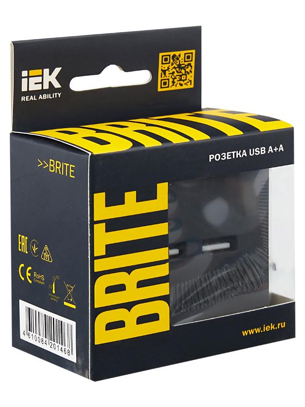 BRITE Розетка USB A+A 3,1А РЮ10-1-БрГ графит | BR-U21-D31-K53 | IEK — миниатюра 7