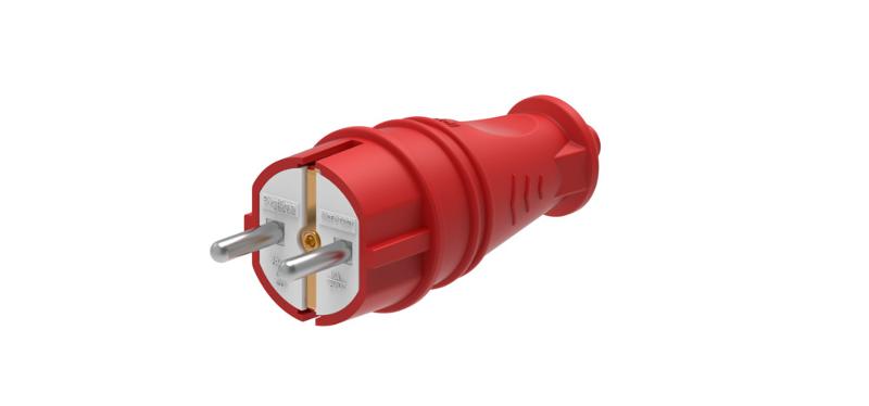 Вилка 2К+З прямая каучуковая 16А/250В IP44 Красная MultiSet | MST4401RD | SE — Systeme Electric