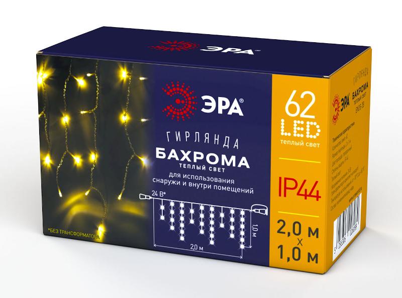 Гирлянда светодиодная  Бахрома 2м*1м теплый свет, ENOB-2B ,  24V, IP44 (80/960) | Б0041907 | ЭРА — ЭРА (Энергия света)