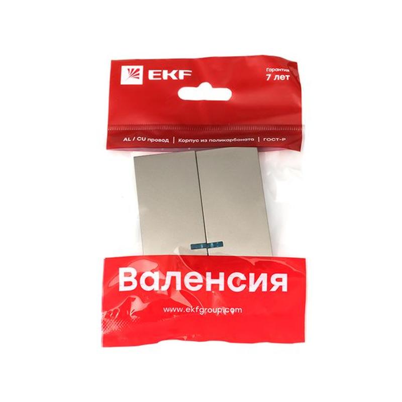 Валенсия лицевая панель выключателя 2-кл. с индикатором 10А кашемир EKF PROxima |  ESV10-L-123-40 |  EKF — миниатюра 4