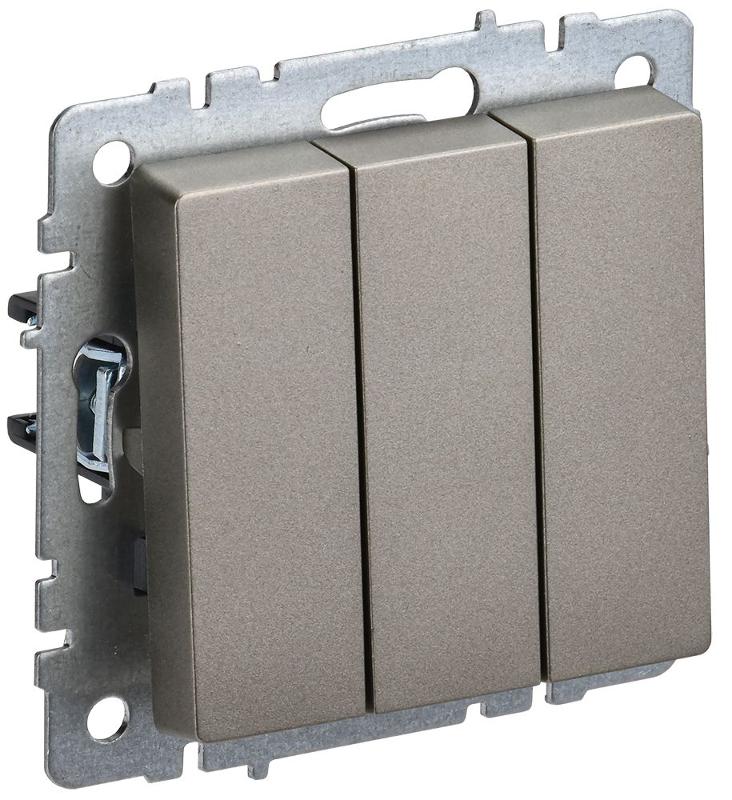 BRITE Выключатель 3-клавишный 10А ВС10-3-0-БрШ шампань | BR-V30-0-10-K37 | IEK — IEK (ИЭК)