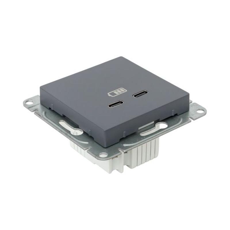 Механизм розетки USB-C - 2шт, графит Эпика  |UP1-SOG-2USBC| EKF — миниатюра 10