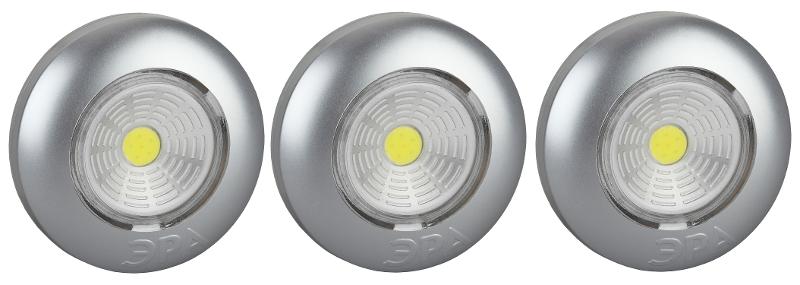 Светильник пушлайт (подсветка)  1хLED (COB) 3xAAA SB-504 Аврора серебристый (3 шт. в коробке) | Б0031043 | ЭРА — ЭРА (Энергия света)