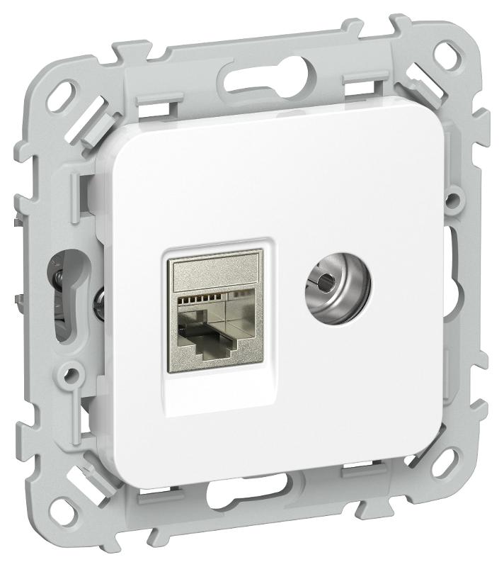 FLITE Розетка 2-ая RJ45/TV кат.6 STP РКТВ6-2-1-ФлБ белый | FI-AK21-2-K01 | IEK — фото 1 | Sento