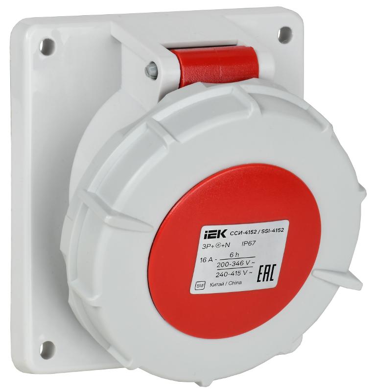 Розетка встраиваемая угловая ССИ-4152 16А-6ч 380В 3P+PE+N IP67| PSR42-016-5-0-67| IEK — IEK (ИЭК)