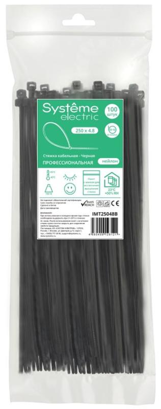 Стяжка кабельная 250х4.8 Чёрная (100шт) | IMT25048B | SE — Systeme Electric