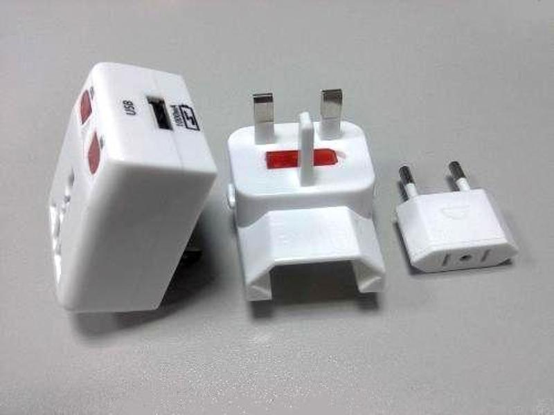 Тревел-адаптер 100-250В 3A (5 в 1) c USB-зарядкой 1000мА белый | SQ1806-0044 | TDM — миниатюра 3