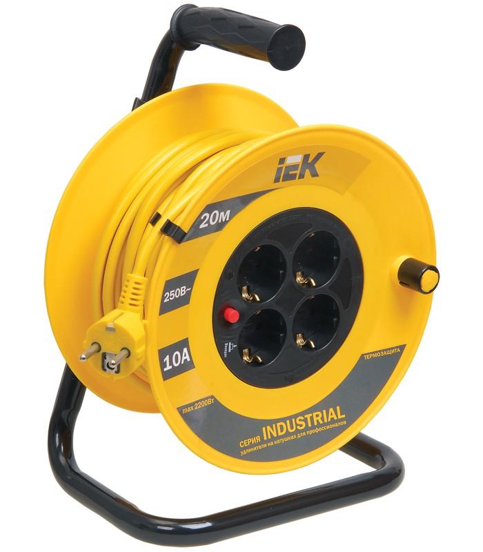 Удлинитель на катушке УК20 с т/з 4 места 2Р+PЕ/20м 3х1,0 мм2 "Industrial" | WKP14-10-04-20 | IEK — миниатюра 2