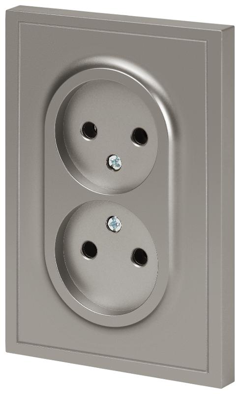 Розетка Galaxy 15-2107-07 без заземления двойная 2X2P 16А-250В IP20 титан | Б0071703 | ЭРА — миниатюра 4