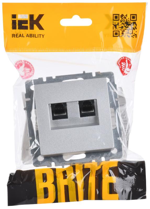 BRITE Розетка двойная RJ11+RJ45 кат.5E РК/Т12-БрА алюминий | BR-KT20-O-1-K47 | IEK — миниатюра 7