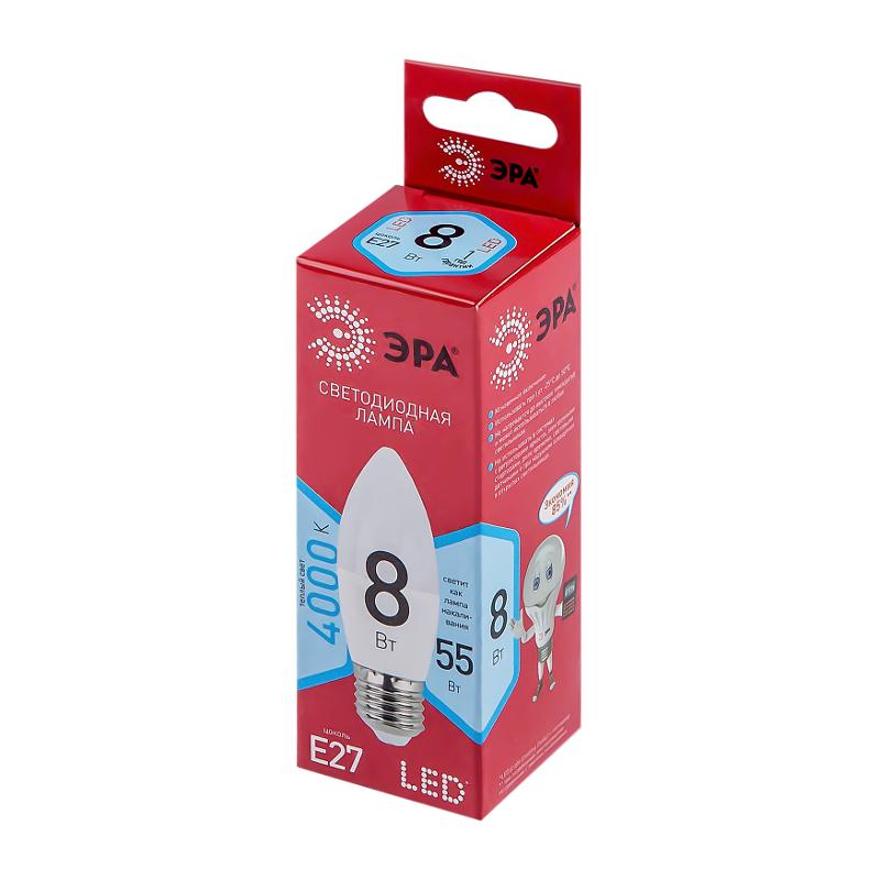 Лампа светодиодная RED LINE LED B35-8W-840-E27 R E27 / Е27 8 Вт свеча нейтральный белый свет | Б0050695 | ЭРА — миниатюра 4
