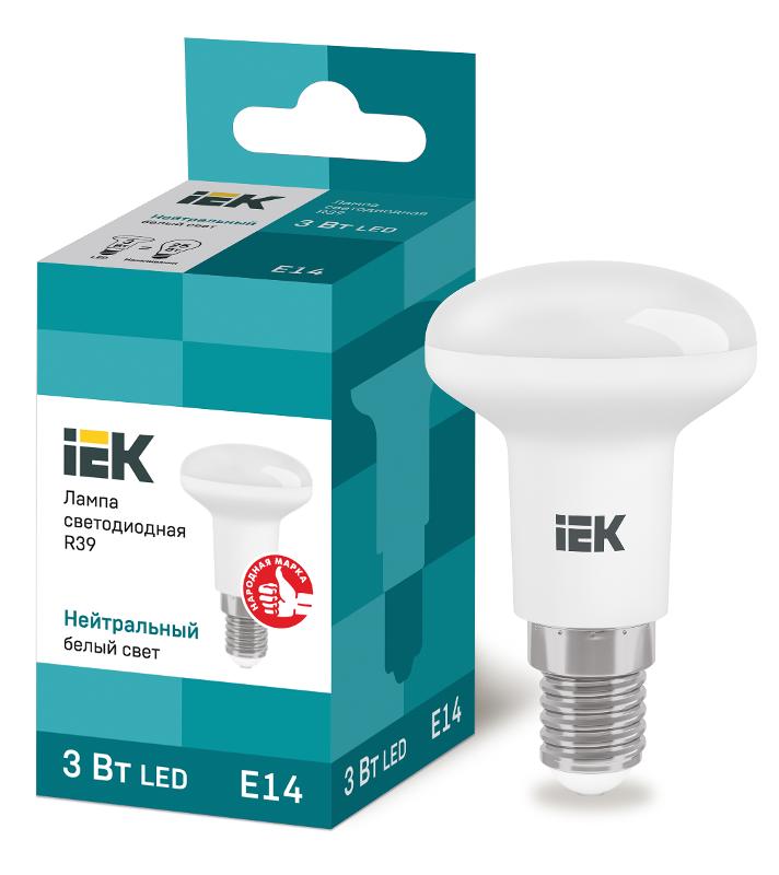 Лампа светодиодная LED 3Вт Е14 220В 4000К R39 рефлектор | LLE-R39-3-230-40-E14 | IEK — миниатюра 1