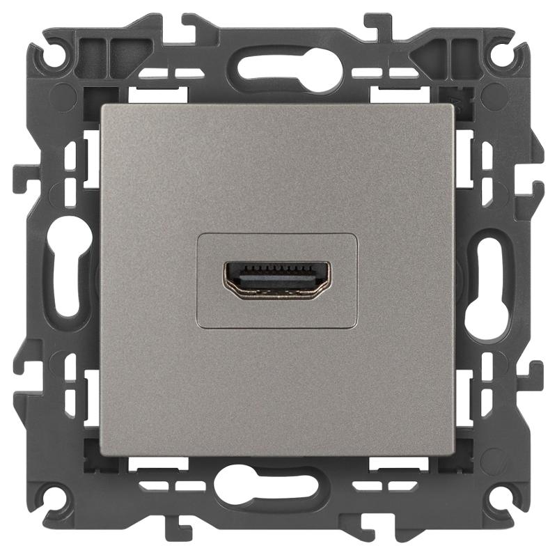 Розетка Elegance 14-3114-16 HDMI, титан | Б0065778 | ЭРА — миниатюра 1