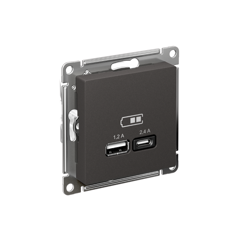 AtlasDesign Базальт USB Розетка А+С, 5В/2,4 А, 2х5В/1,2 А, механизм | ATN001439 | SE — Systeme Electric