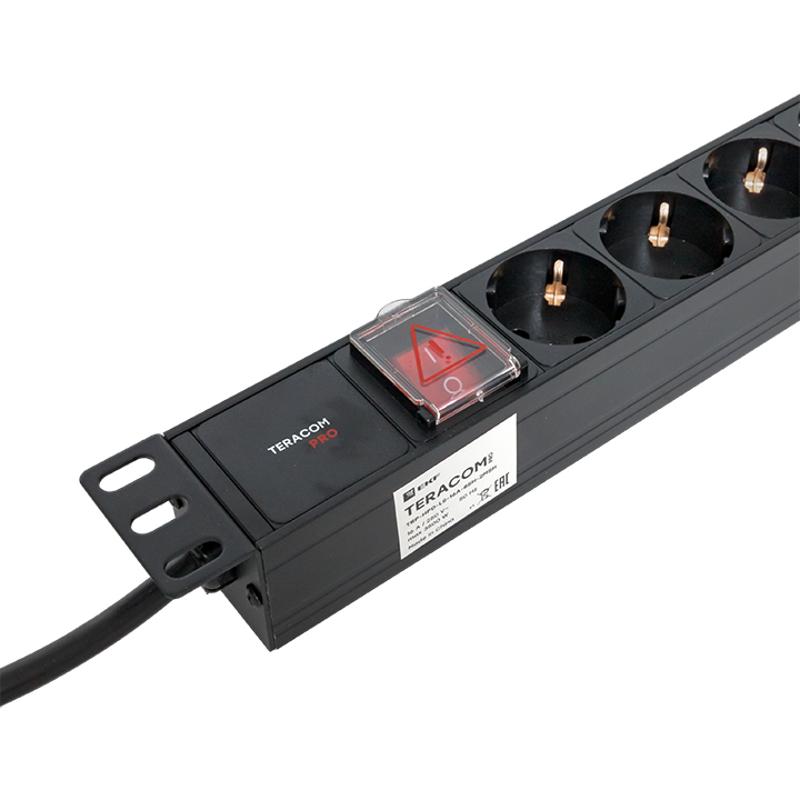 Блок розеток PDU TERACOM PRO 19" 1U 16А/250В 8 розеток Schuko 2 метра сечение 3x1,5 мм2 | TRP-HPD-LS-16A-8SH-2MSH | EKF — миниатюра 8