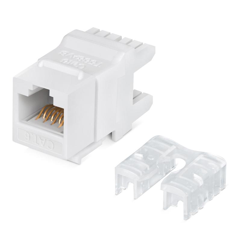 Модуль Keystone Jack RJ-45(8P8C), UTP неэкранированный, CAT 6, тип 180 градусов, белый REXANT PRO | 02-0250 | REXANT — REXANT