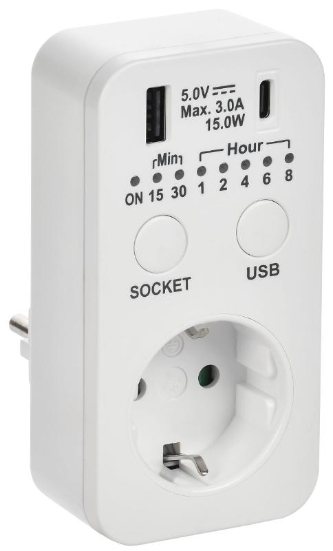 РТЭ-4 Розетка-таймер электр. с USB 15мин-8ч 16А IP20 бел | ERT12-1-16-O-15-2-20-K01 | IEK — IEK (ИЭК)
