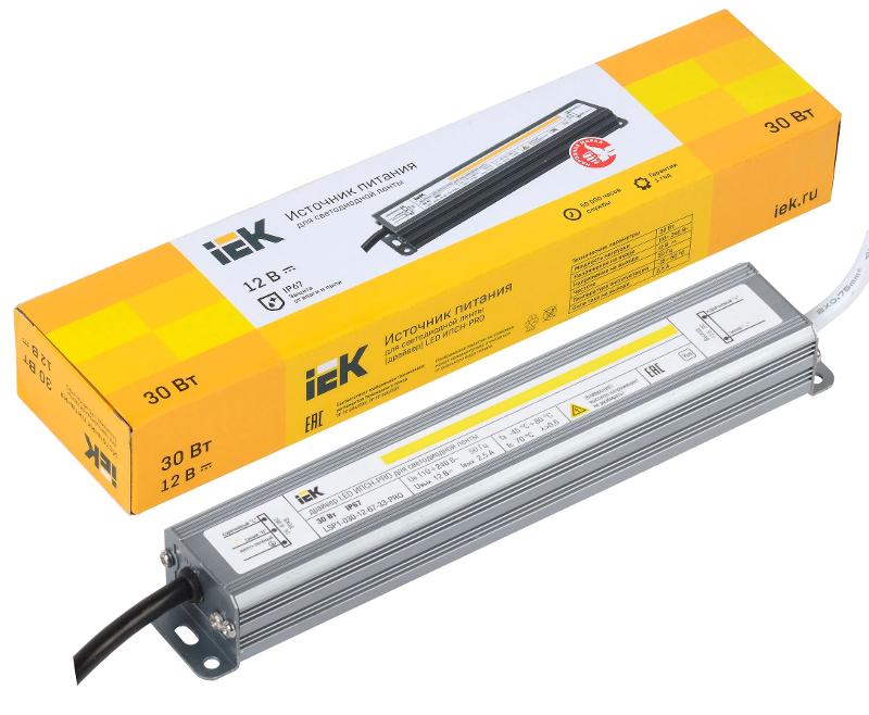 Драйвер для светодиодных лент LED ИПСН-PRO 30Вт 12В IP67 блок-шнуры | LSP1-030-12-67-33-PRO | IEK — миниатюра 2