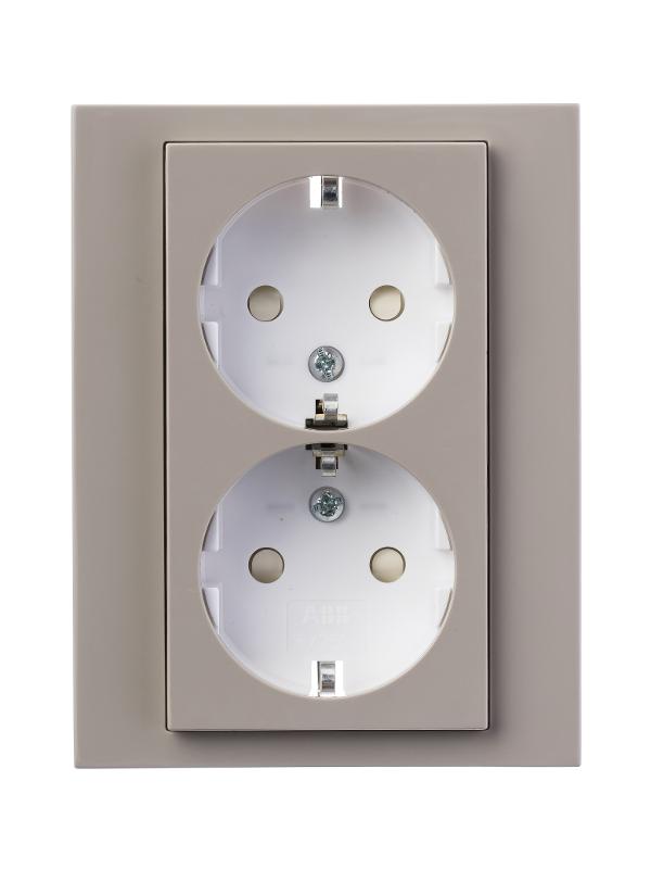 ABB Levit Кофе макиато / белый Розетка 2-ая с з/к со шторками 16А | 5522H-C03457 18W | 2CHH223457C6018 | ABB — миниатюра 3