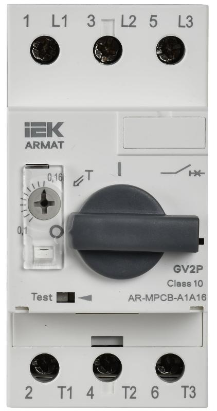 ARMAT Автоматический выключатель защиты двигателя A1 GV2P 0,1-0,16А | AR-MPCB-A1A16 | IEK — миниатюра 2