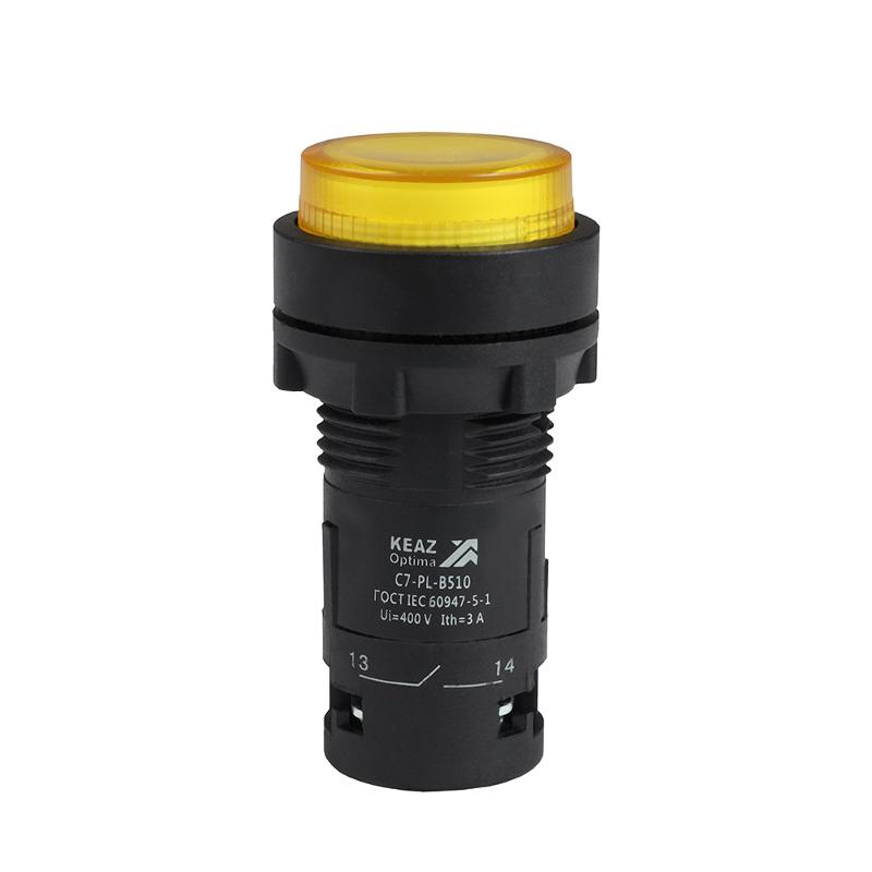 Кнопка с подсветкой OptiSignal Compact D22 C7-PL-M501 желтая 1НЗ 230 В AC XB7NW35M2 | 362097 | КЭАЗ — фото 1 | Sento