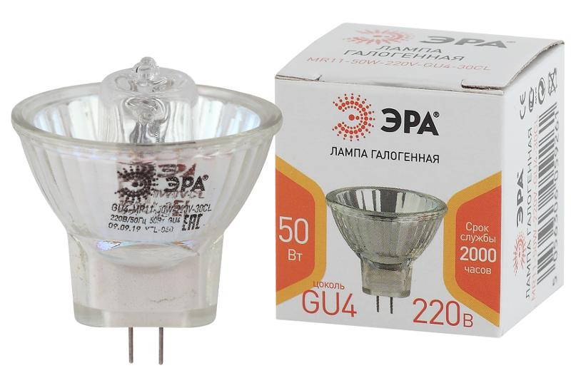 Лампа галогенная GU4-MR11-50W-220V-30 CL (галоген, софит, 50Вт, нейтр, GU4) | Б0044095 | ЭРА — ЭРА (Энергия света)