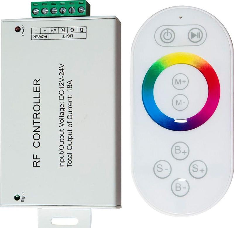 Контроллер для светодиодной ленты с П/У белый, LD56   18А12-24V (подходит для LS606,607) 137*137*51мм | 21558 | FERON — Feron