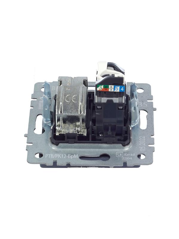 BRITE Розетка двойная TV+RJ45 кат.5E РТВ/РК12-БрМ маренго  | BR-AK20-1-K35 | IEK — миниатюра 5