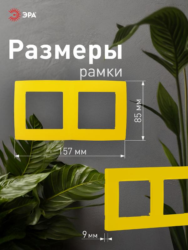 Рамка на 2 поста 12-5002-21  ,  жёлтый  |Б0019395 | ЭРА — миниатюра 4