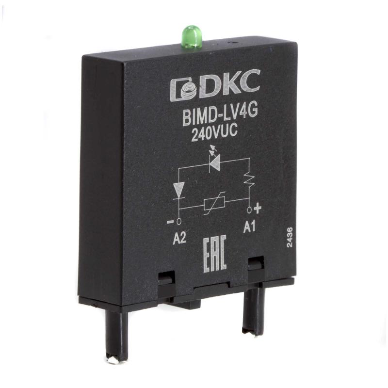 Модуль индикации и защиты, LED зелёный+Варистор (A1+), 240V AC/DC | BIMD-LV4G | DKC — миниатюра 1