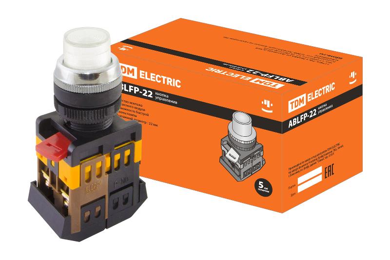 Кнопка ABLFP-22 белый d22мм неон/230В 1з+1р  | SQ0704-0030 | TDM — TDM ELECTRIC