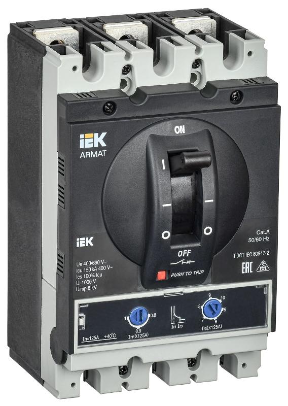 ARMAT Авт. выкл. лит. корпус 3P G 150кА 125А ТМ рег. | AR-MCCB-3G-150-0125A-ATUC | IEK — фото 1 | Sento