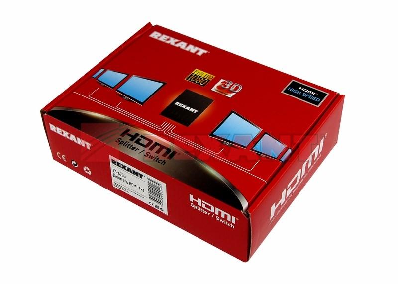 Делитель гнездо HDMI на 3 гнезда HDMI, металл | 17-6900 | REXANT — миниатюра 2