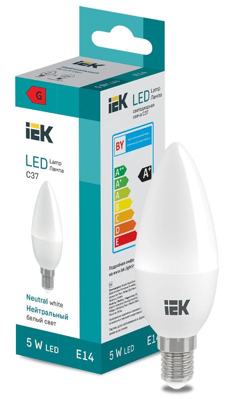 Лампа светодиодная Candle C37 400lm 4000K E14 | LL-I-C37-5-230-40-E14 | IEK — IEK (ИЭК)