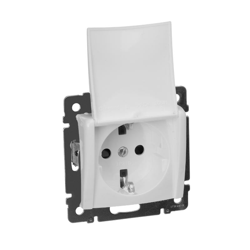 Valena Белый Розетка 1-ая с/з с крышкой защ. шторки IP21 | 774422 | Legrand; замена на арт. ИЭК 6942701 — Legrand